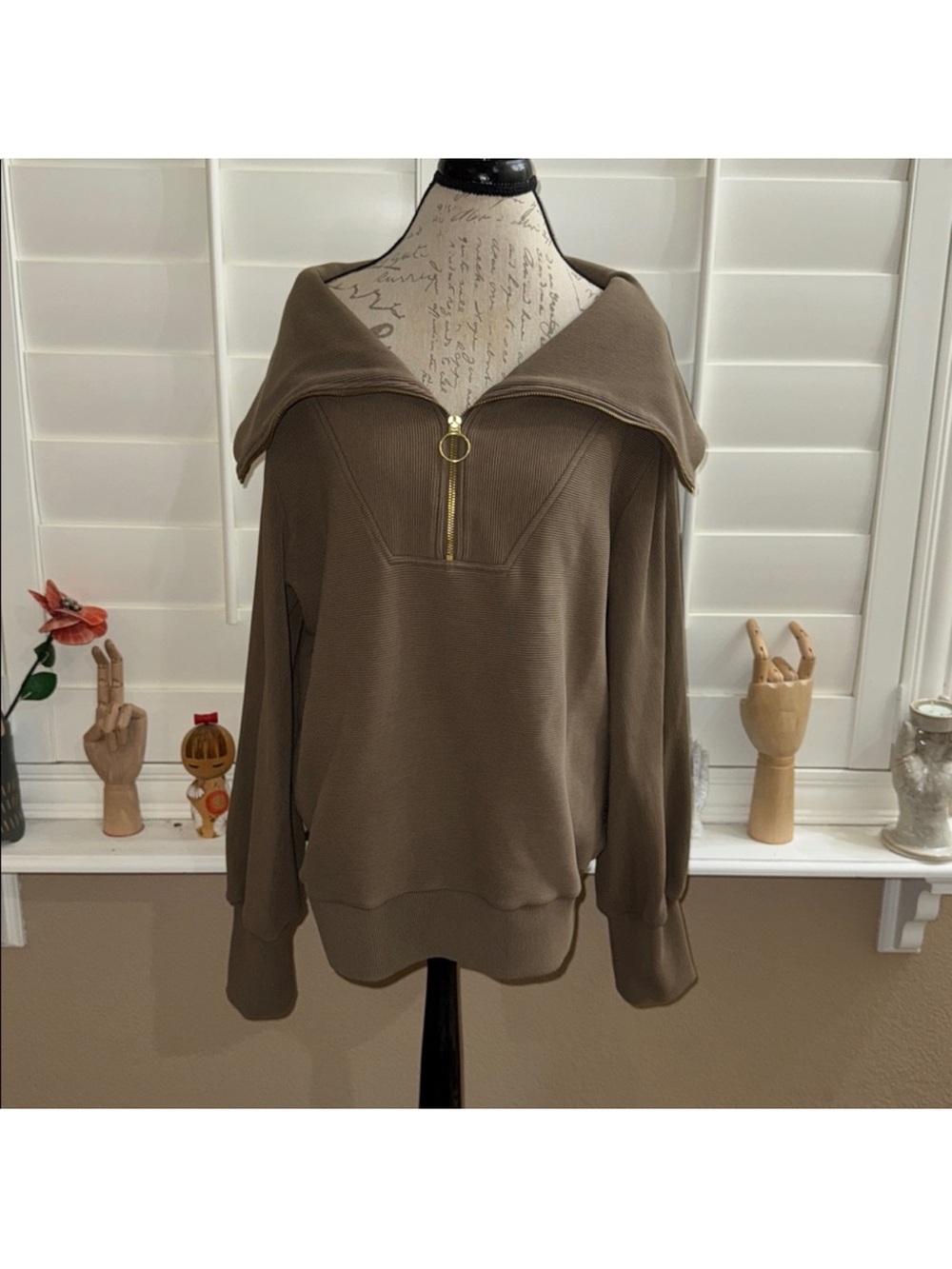Varley Vine Half-Zip Pullover Ottoman Stone Olive